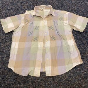 Maggie & Max Cotton embroidered Button down L